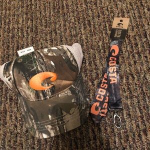 Costa Camo and Orange Hat and Lanyard